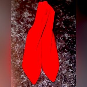 Woman’s red booties